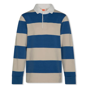 AO76 - Davey Çizgili Pamuk Geri Dönüştürülmüş Polo Sweatshirt | Mavi