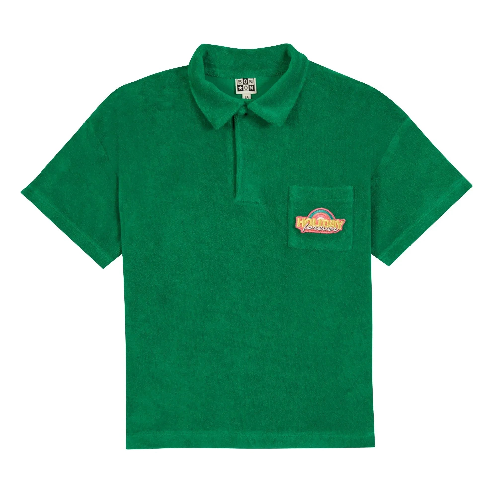 Bonton - Livio elma terry polo gömlek | Zümrüt yeşili