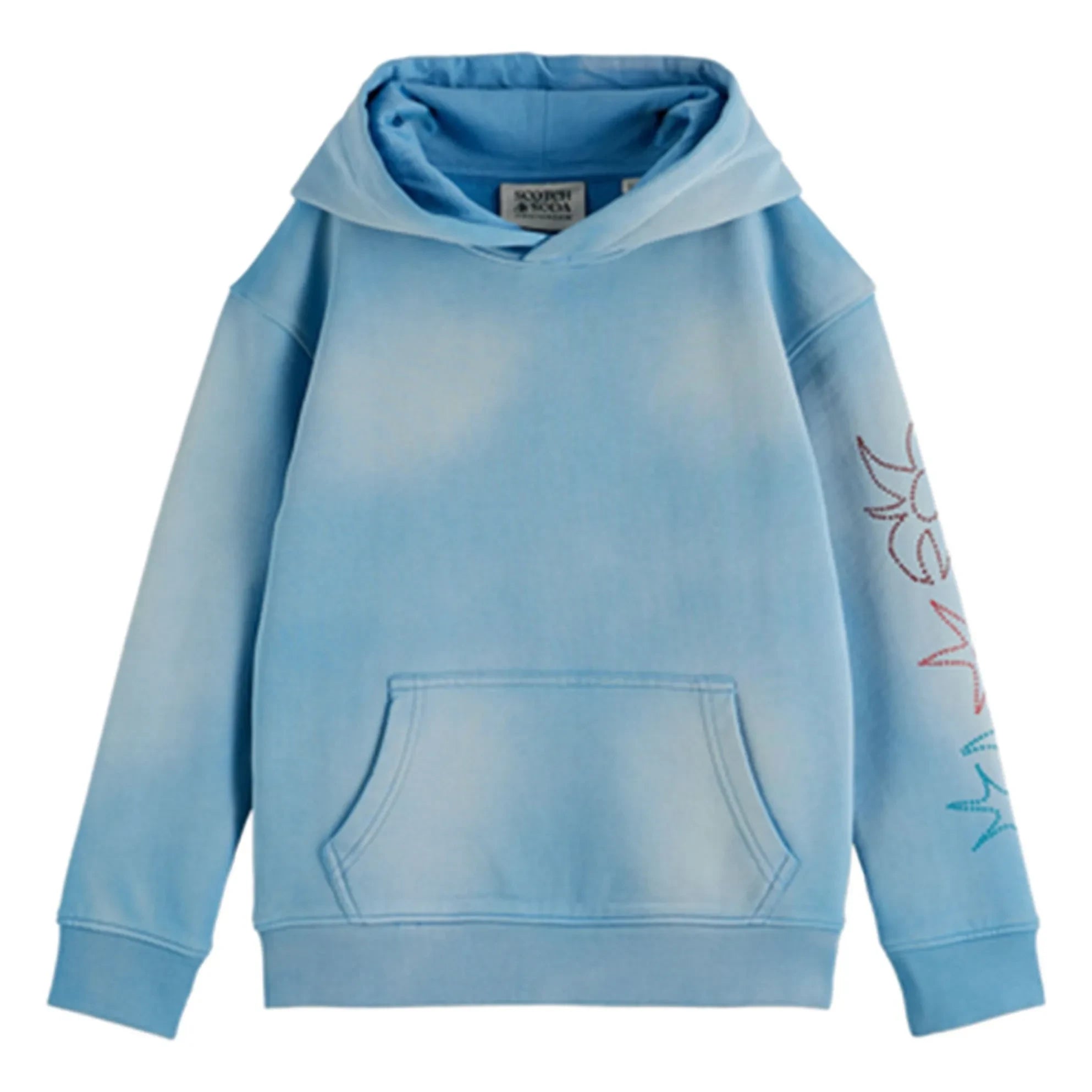 Scotch & Soda - Organik Pamuk Yıkanmış Kapüşonlu Sweatshirt | Açık mavi