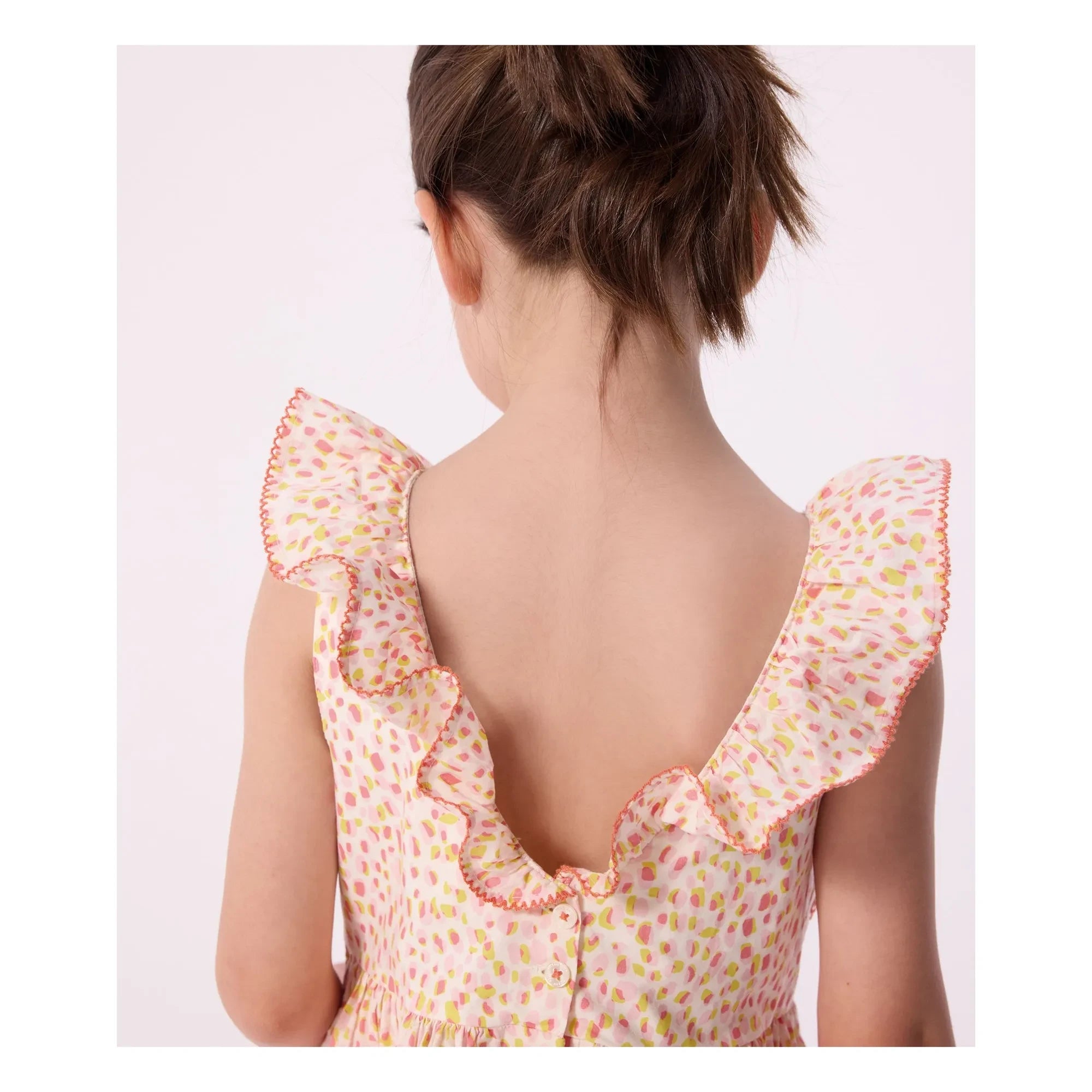 Petit Bateau - Organik Pamuk Poplin Puantiyeli Elbise | Coral