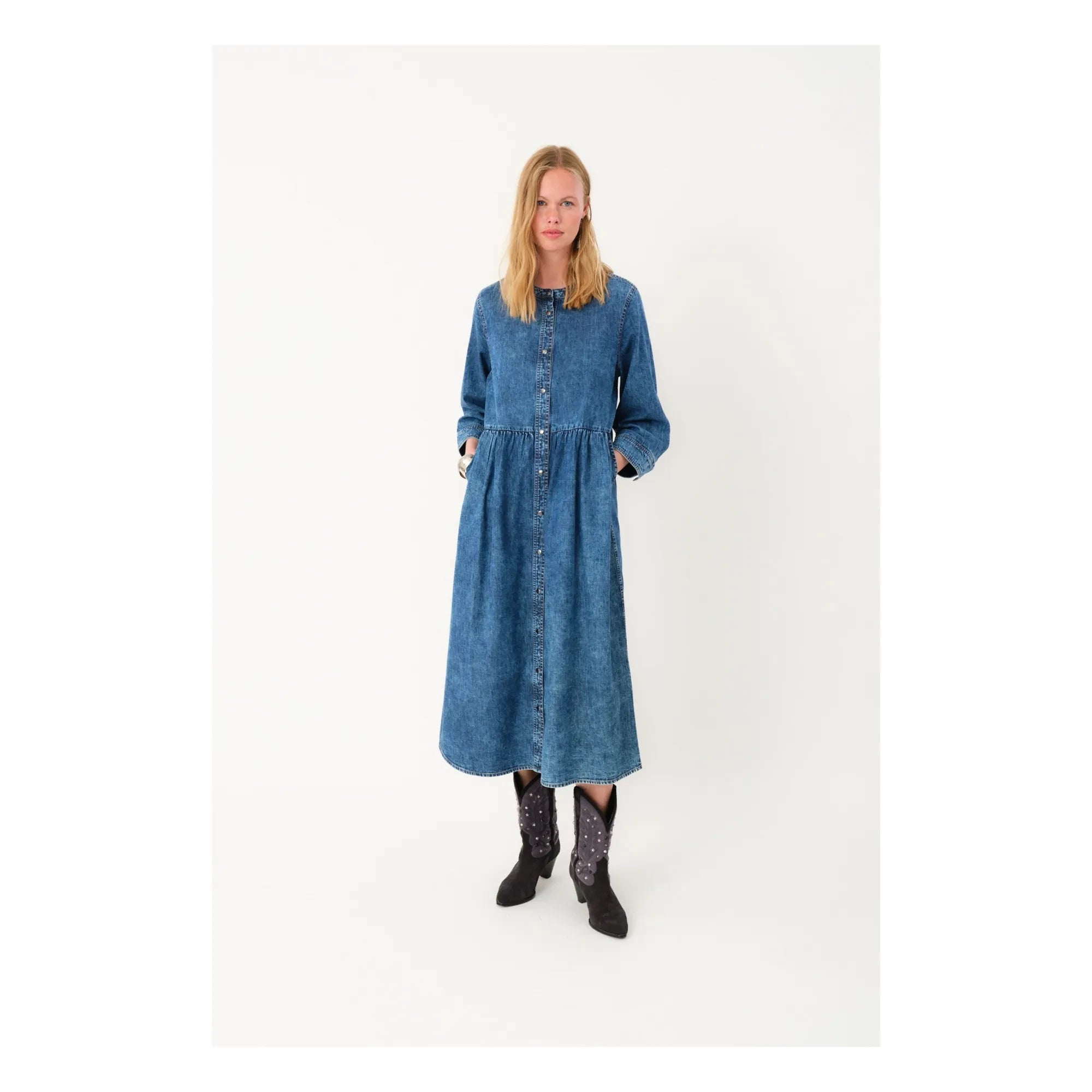Lollys Laundry - Aliya Denim Elbise | Mavi
