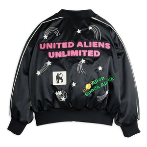Mini Rodini - Alien Saten Geri Dönüştürülmüş Elyaf Baseball Ceket | Siyah