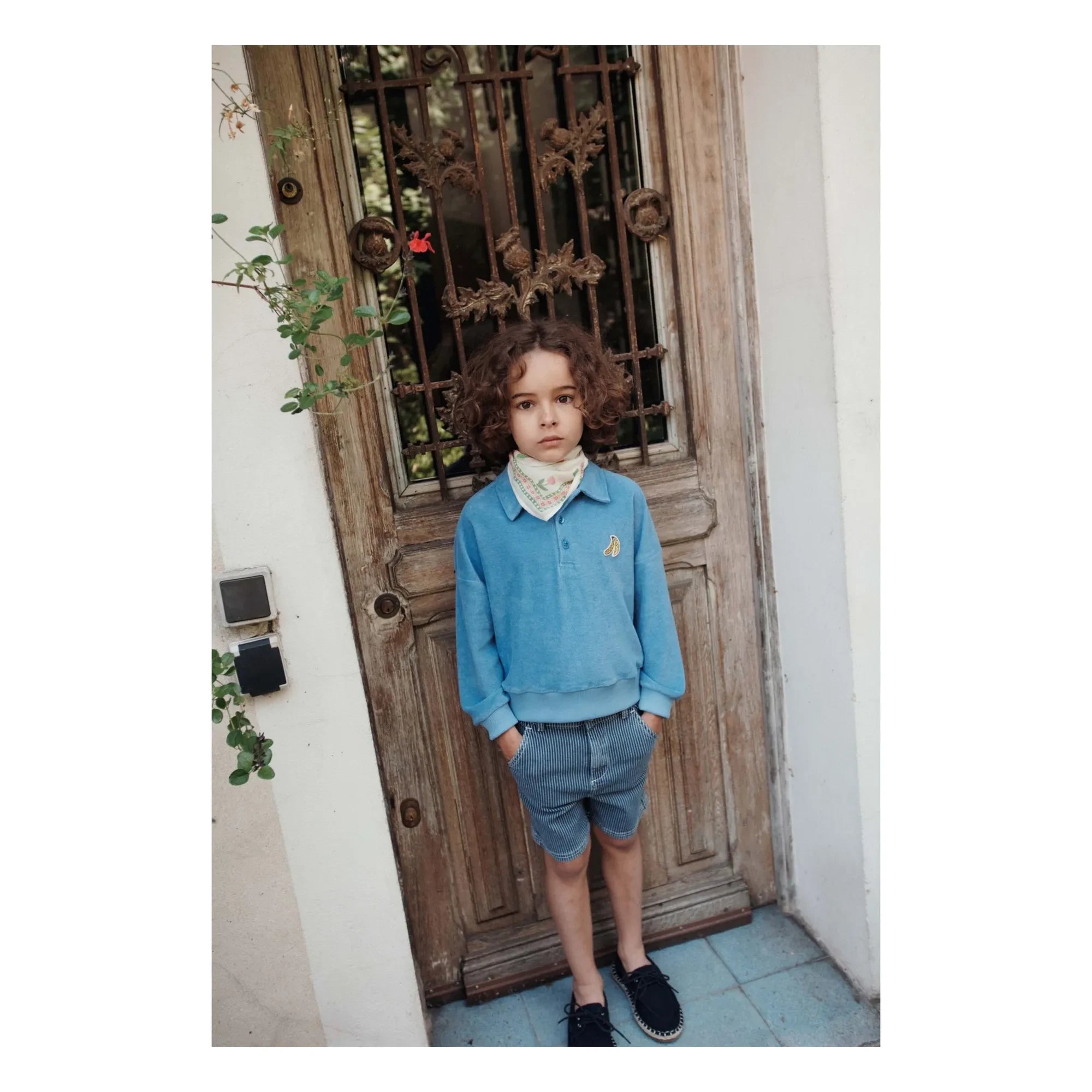 Emile et Ida - Çizgili Denim Bermuda Şort | Mavi