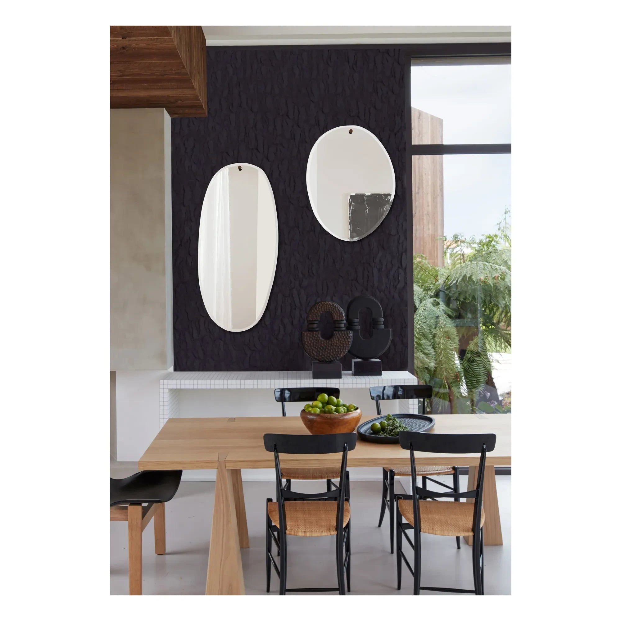 M Nuance - Pahlı Ayna - Pürüzlü Oval Şekil 45x95cm