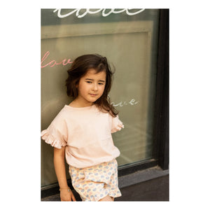 Louis Louise - Astrée Fırfırlı Şort Terry Kumaş Kalpler | Toz Pembe