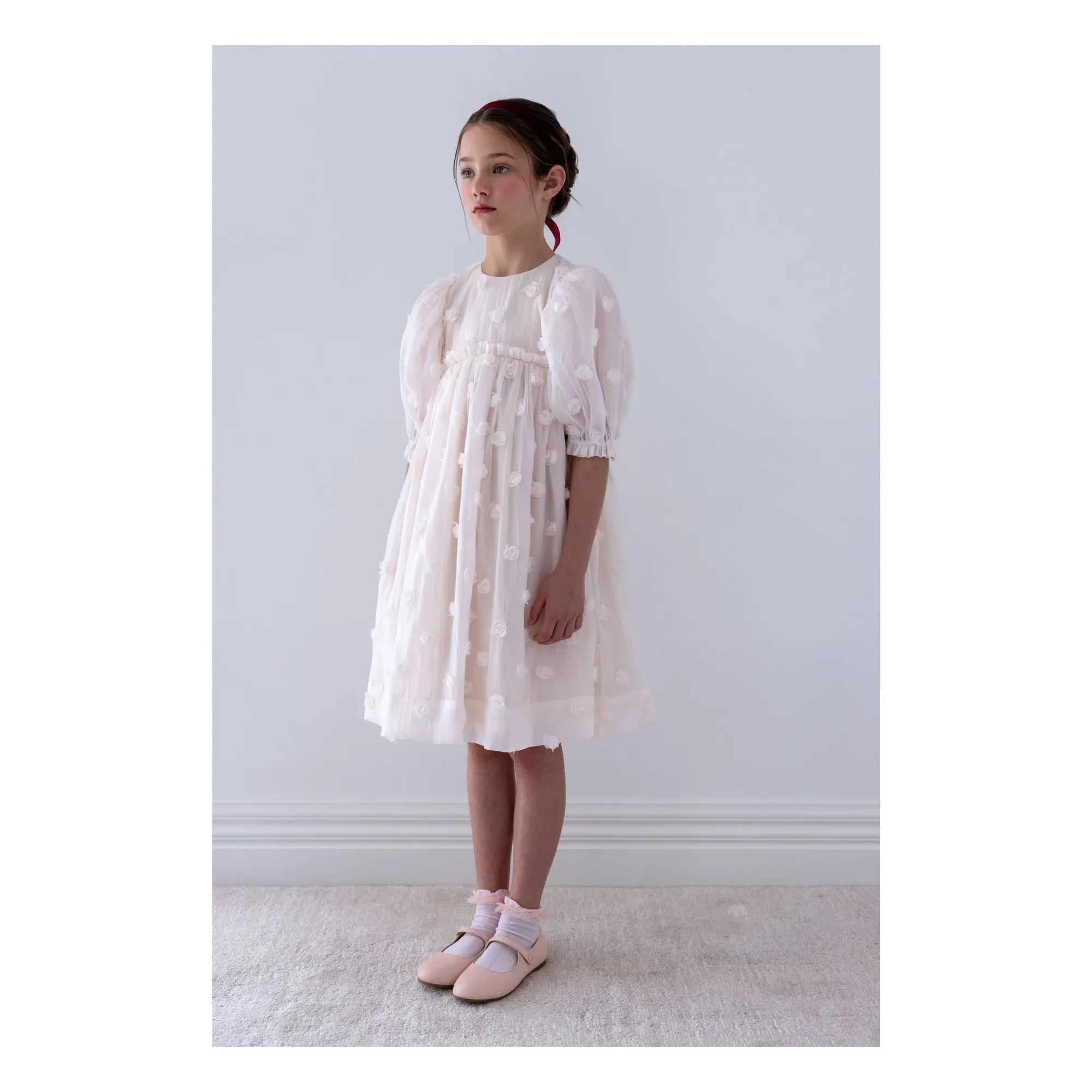 petite Amalie - Roses Organze Elbise | Lychee Pembe