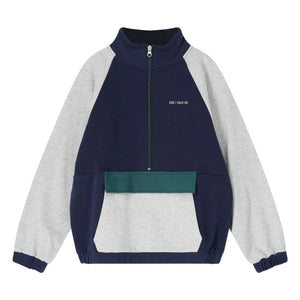 Cos I Said So - Renk bloklu organik pamuklu yarım fermuarlı sweatshirt | Gri