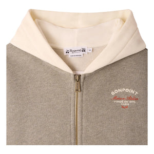 Bonpoint - Elroy Organik Pamuklu Chiné Kapüşonlu Fermuarlı Sweatshirt | Haki