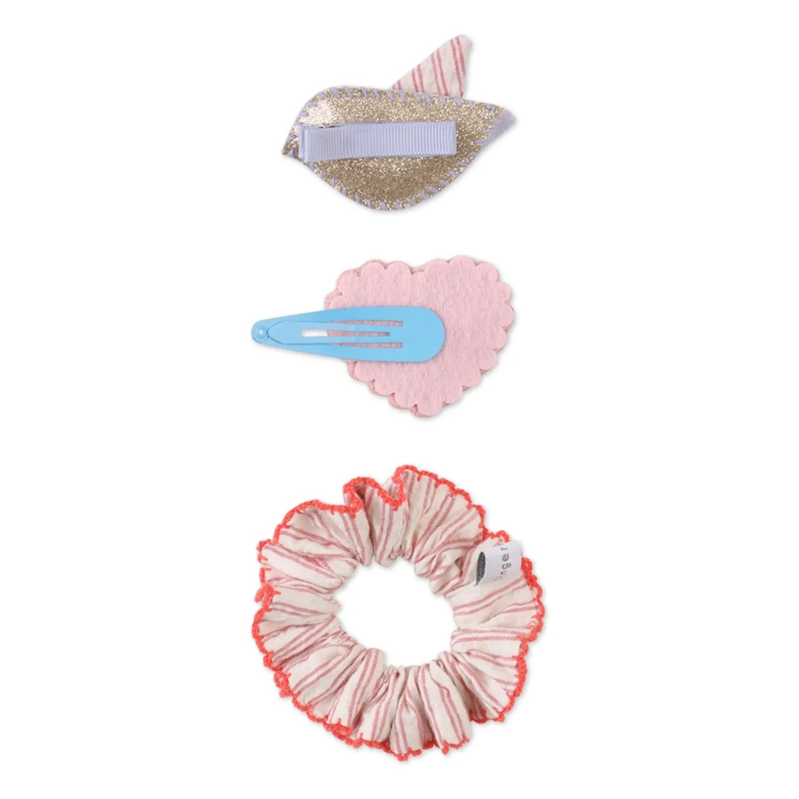 Gingersnaps - Laurel saç tokaları ve scrunchie seti | Pembe