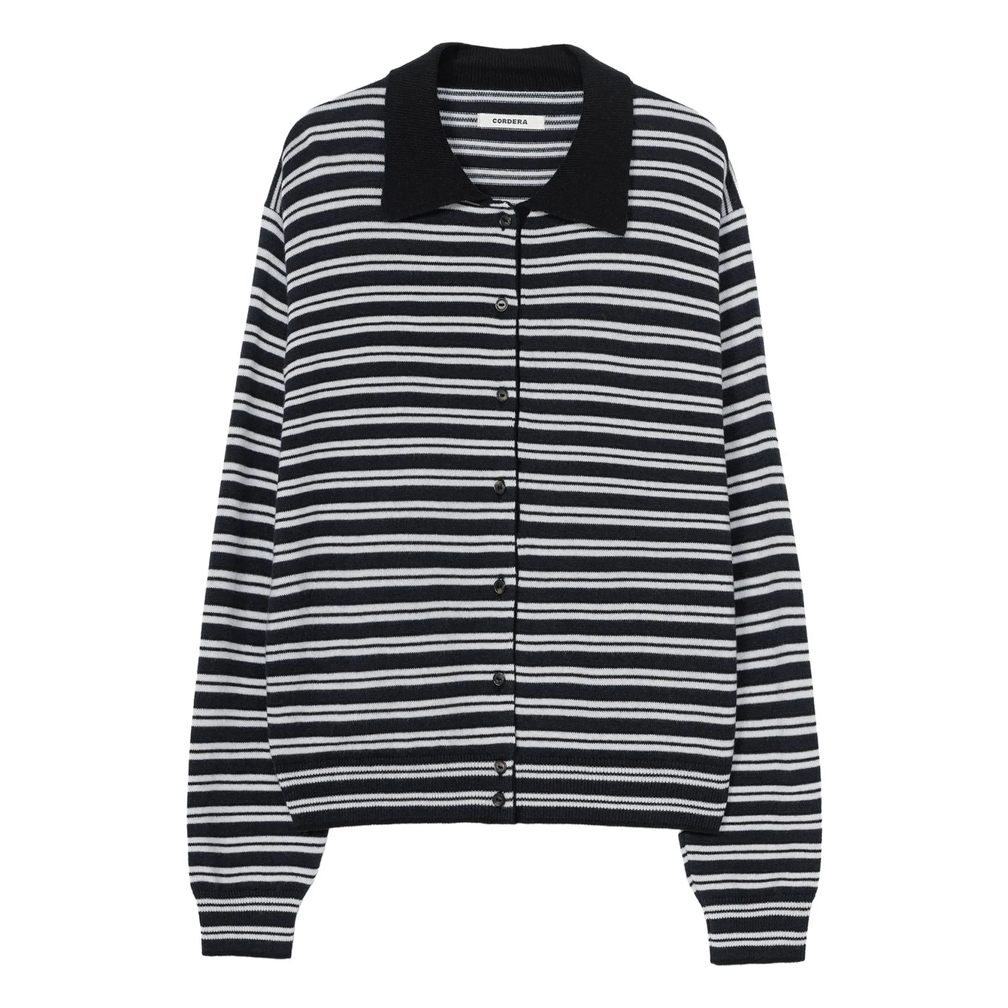 Cordera - Çizgili Merino Yün Polo Shirt | Lacivert