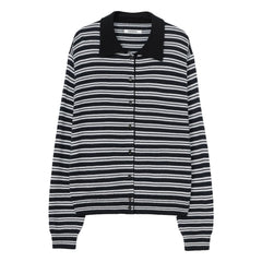 Cordera - Çizgili Merino Yün Polo Shirt | Lacivert