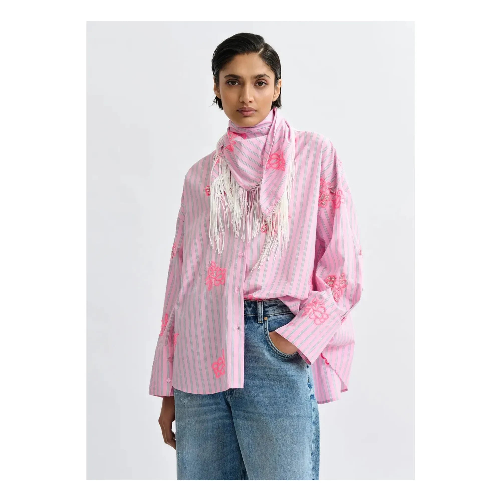 Essentiel Antwerp - Jalinki Nakışlı Gömlek | Pembe