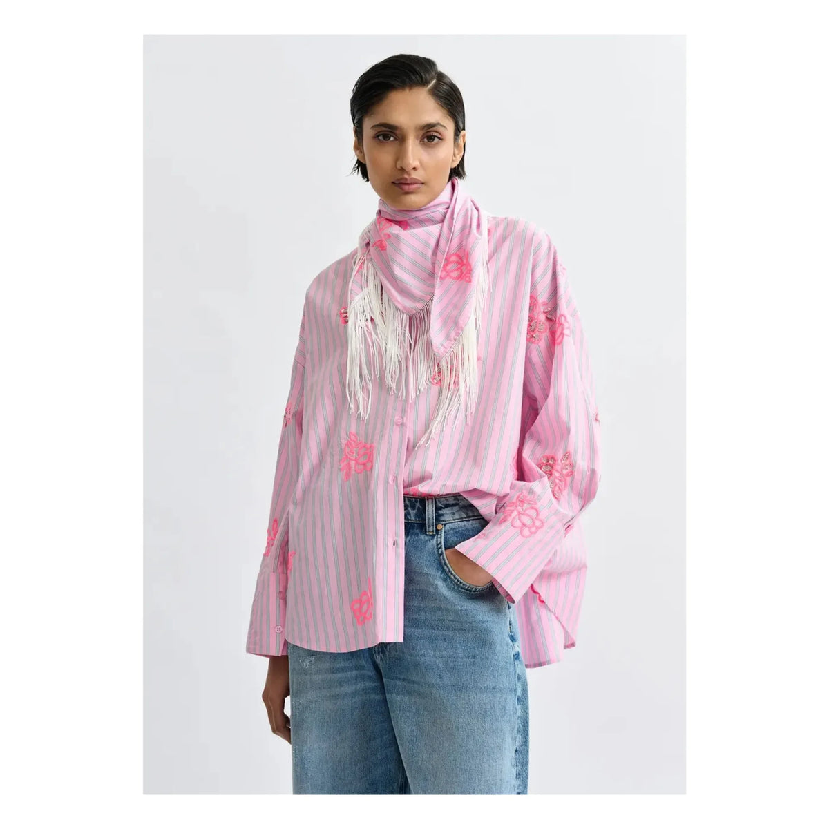 Essentiel Antwerp - Jalinki Nakışlı Gömlek | Pembe