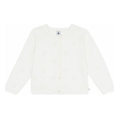 Petit Bateau - Organik Pamuk Ajurlu Kalp Hırka | Beyaz