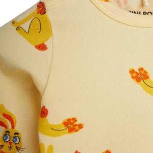 Mini Rodini - Bebek Tulum Body Tavşanlar Organik Pamuk | Sarı