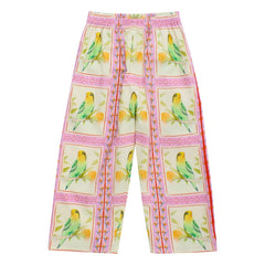 Maison Mangostan - Birds Patchwork Pantolon | Pembe