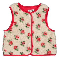Hello Simone - Mira Fleurs Sherpa Tarzı Kolsuz Ceket | Krem