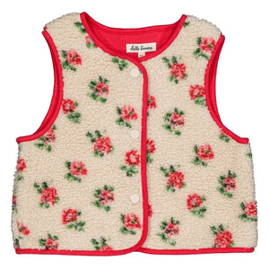 Hello Simone - Mira Fleurs Sherpa Tarzı Kolsuz Ceket | Krem