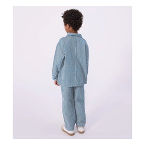 Petit Bateau - Çizgili Organik Pamuk İşçi Ceketi | Mavi