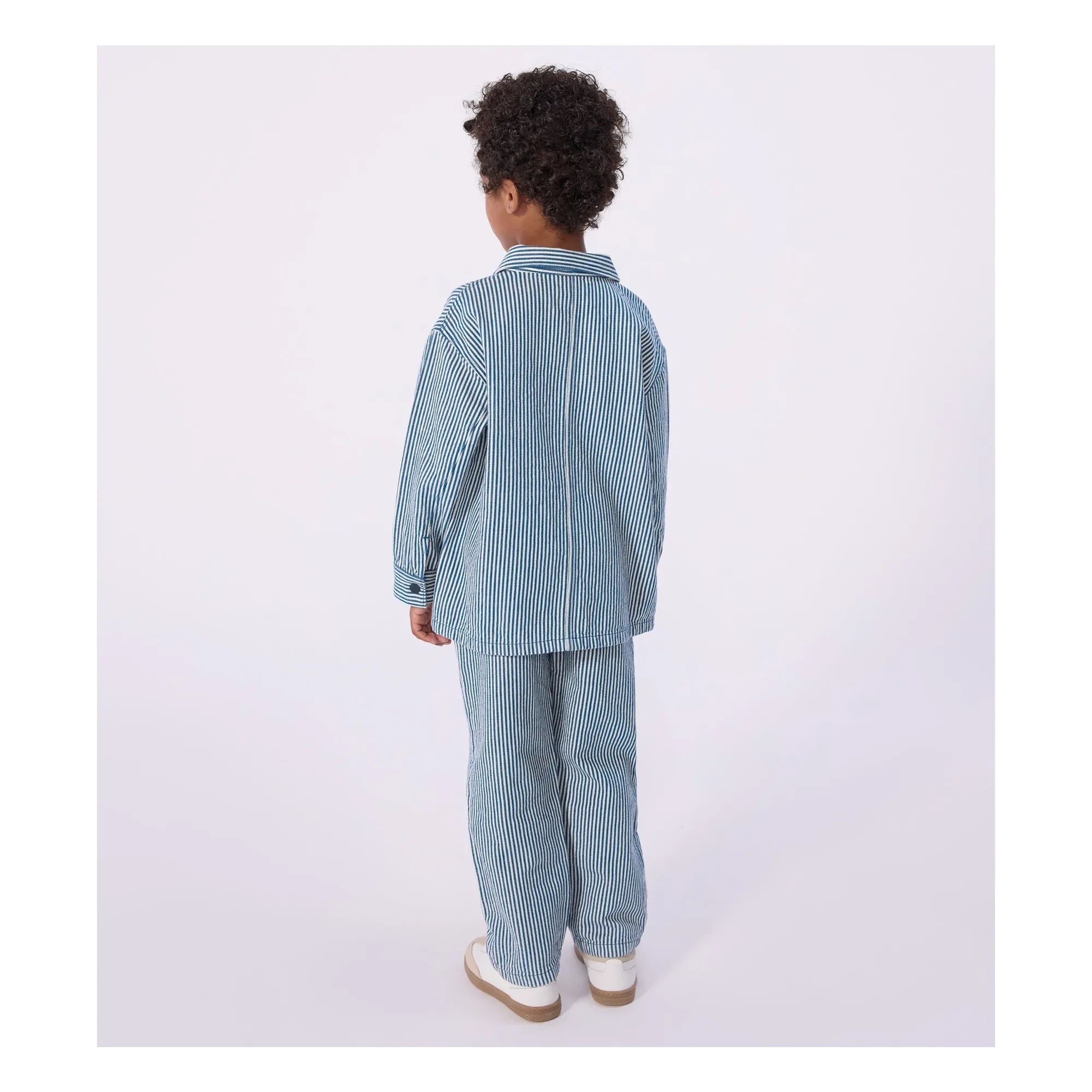 Petit Bateau - Çizgili Organik Pamuk İşçi Ceketi | Mavi