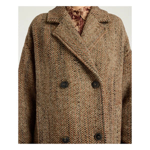 Momoni - Lancaster Herringbone Saf Yün Kaban | Bej