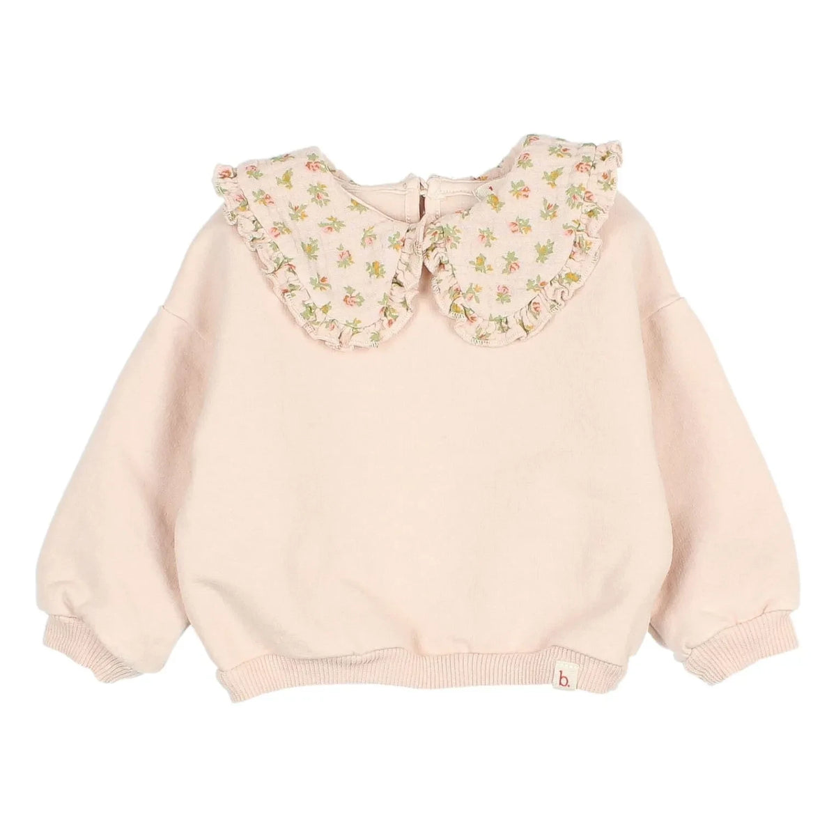Búho - Organik Pamuk Cottage Çiçek Desenli Claudine Yaka Sweatshirt Bebek | Açık Pembe