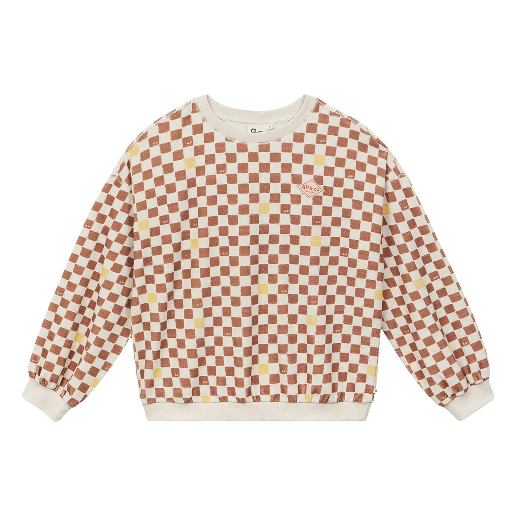 a.p - Organik Pamuk Damier Havlu Sweatshirt | Kahverengi