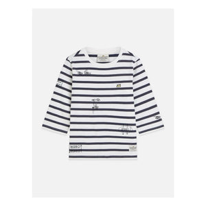 Scotch & Soda - Basquiat Breton Çizgili Tişört | Lacivert