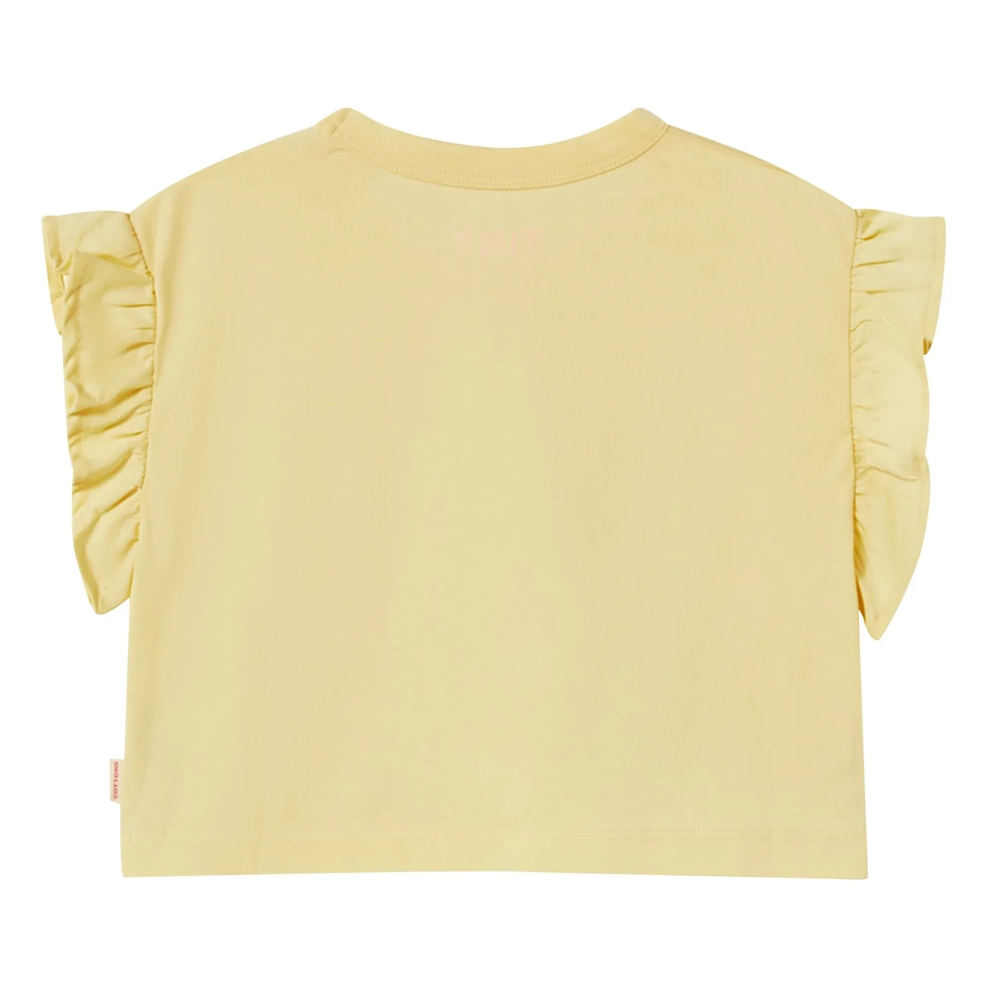 Tinycottons - Organik pamuklu pembe fırfırlı kısa T-shirt | Soluk sarı