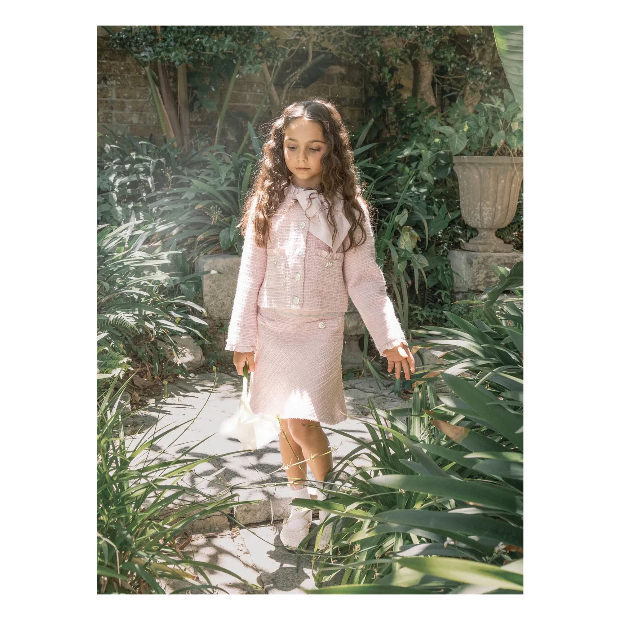 Tutu du Monde - Tozlu Petal Tweed etek | Pudra pembesi