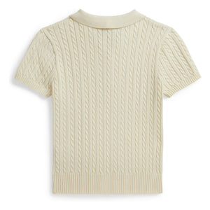 Ralph Lauren - İnce örgü polo tişört | Krem