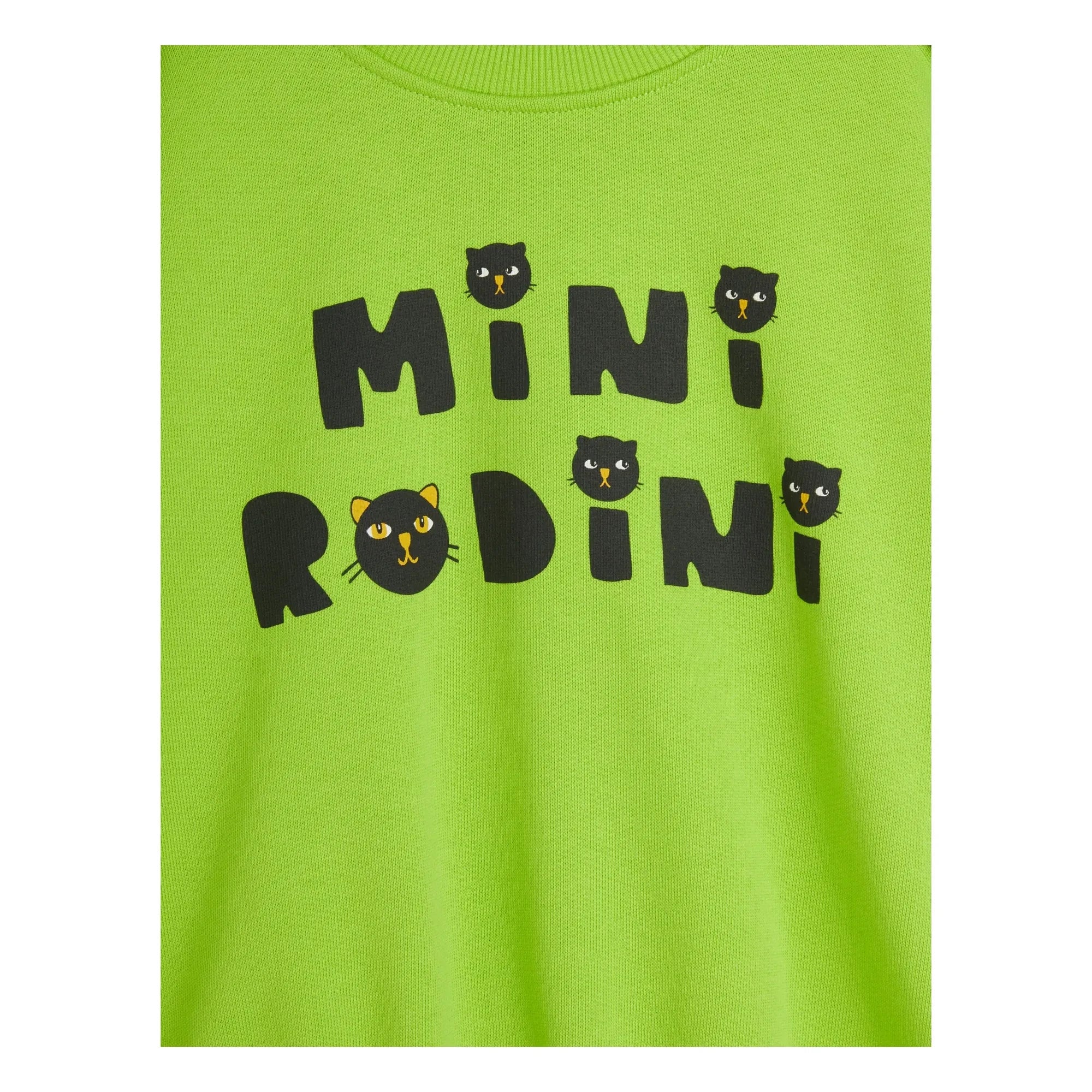 Mini Rodini - Sweat Cat Organik Pamuk | Floresan yeşil