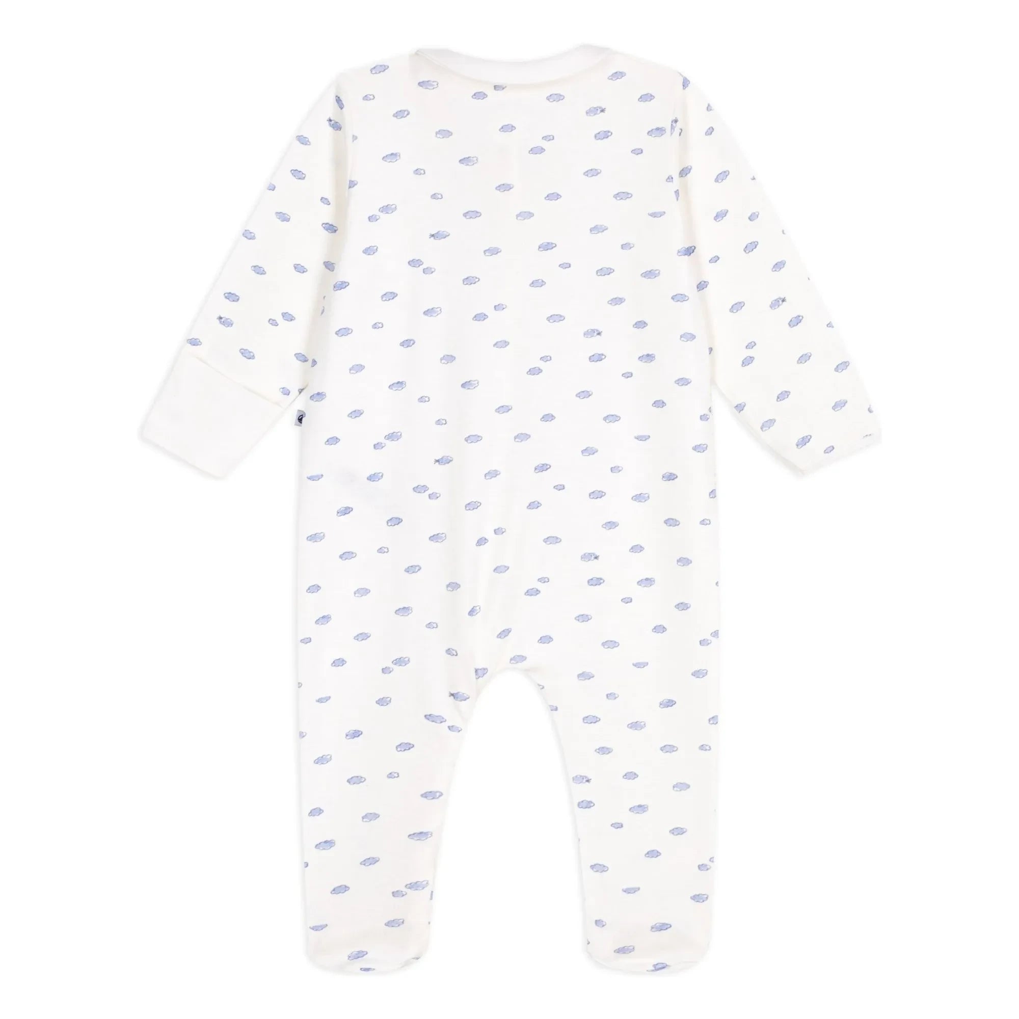 Petit Bateau - Bulutlar Organic Cotton Fermuarlı Dors Bien Pijama | Beyaz
