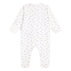 Petit Bateau - Bulutlar Organic Cotton Fermuarlı Dors Bien Pijama | Beyaz