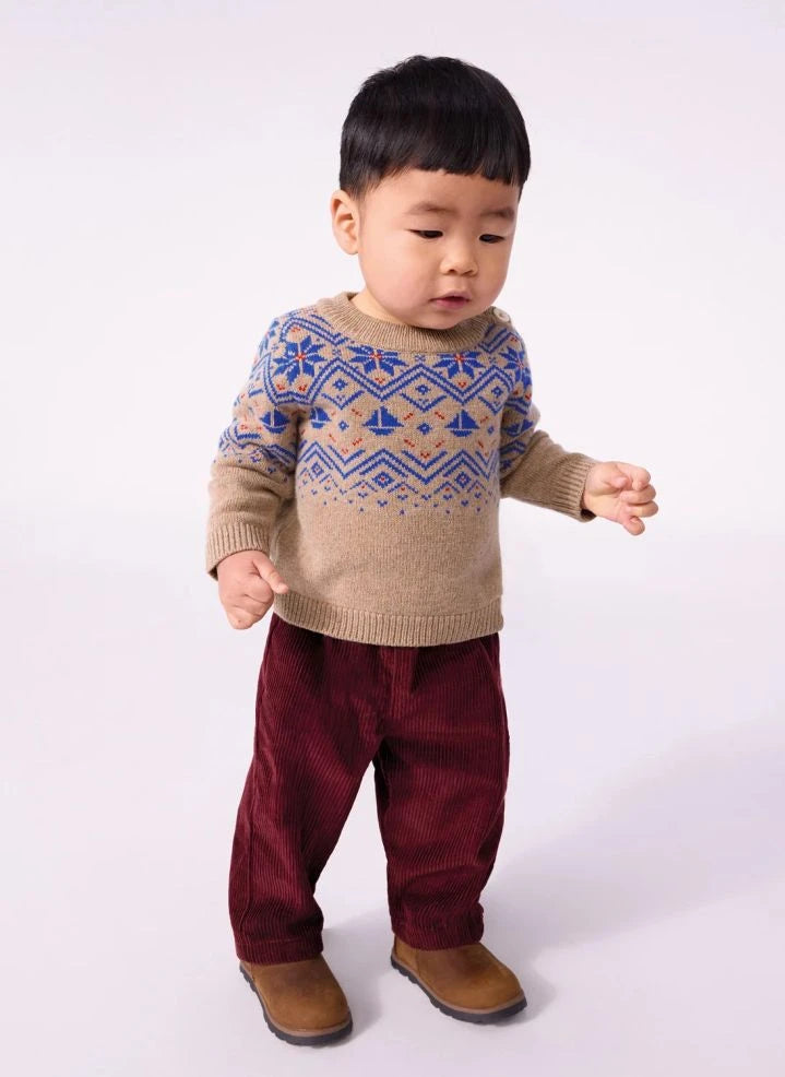 Petit Bateau - Organik Pamuk Vual Bebek Pantolonu | Bordo