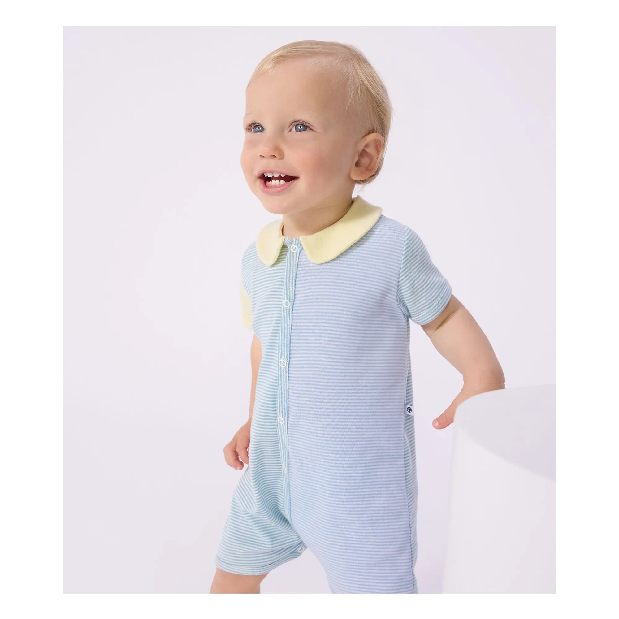 Petit Bateau - Çizgili Pyjama Tulum Şort | Mavi