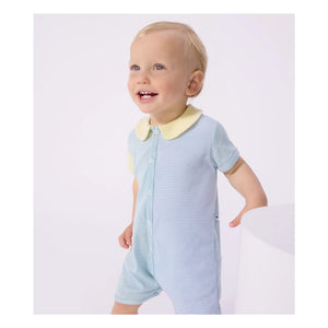 Petit Bateau - Çizgili Pyjama Tulum Şort | Mavi