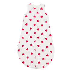 Petit Bateau - Pamuklu gazlı uyku tulumu kalpler | Beyaz