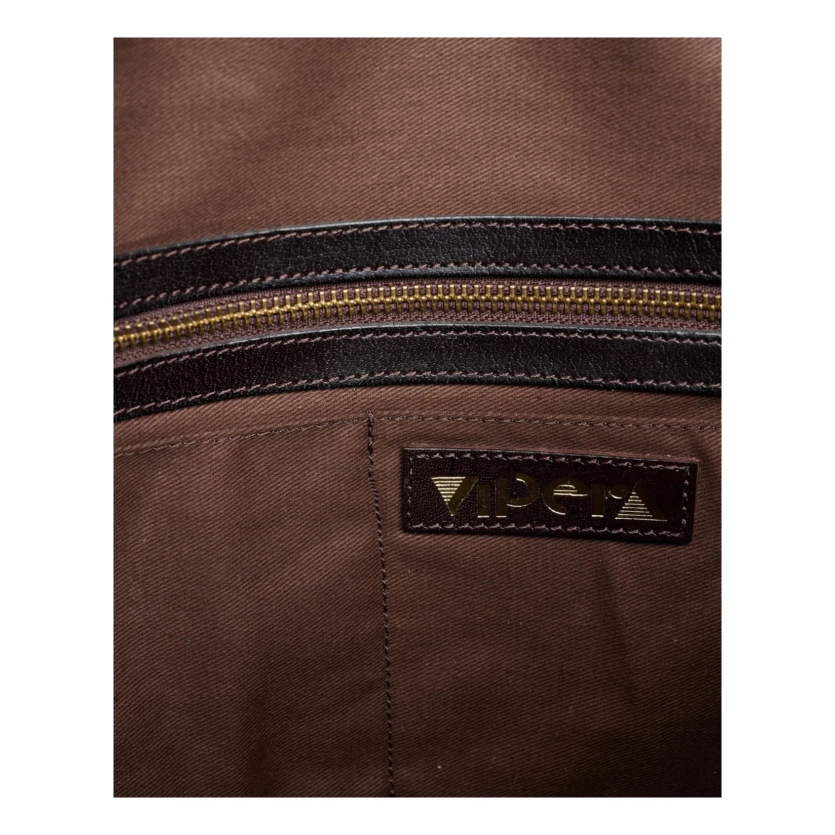 Vipera - Pillow Patch Deri clutch | Çikolata