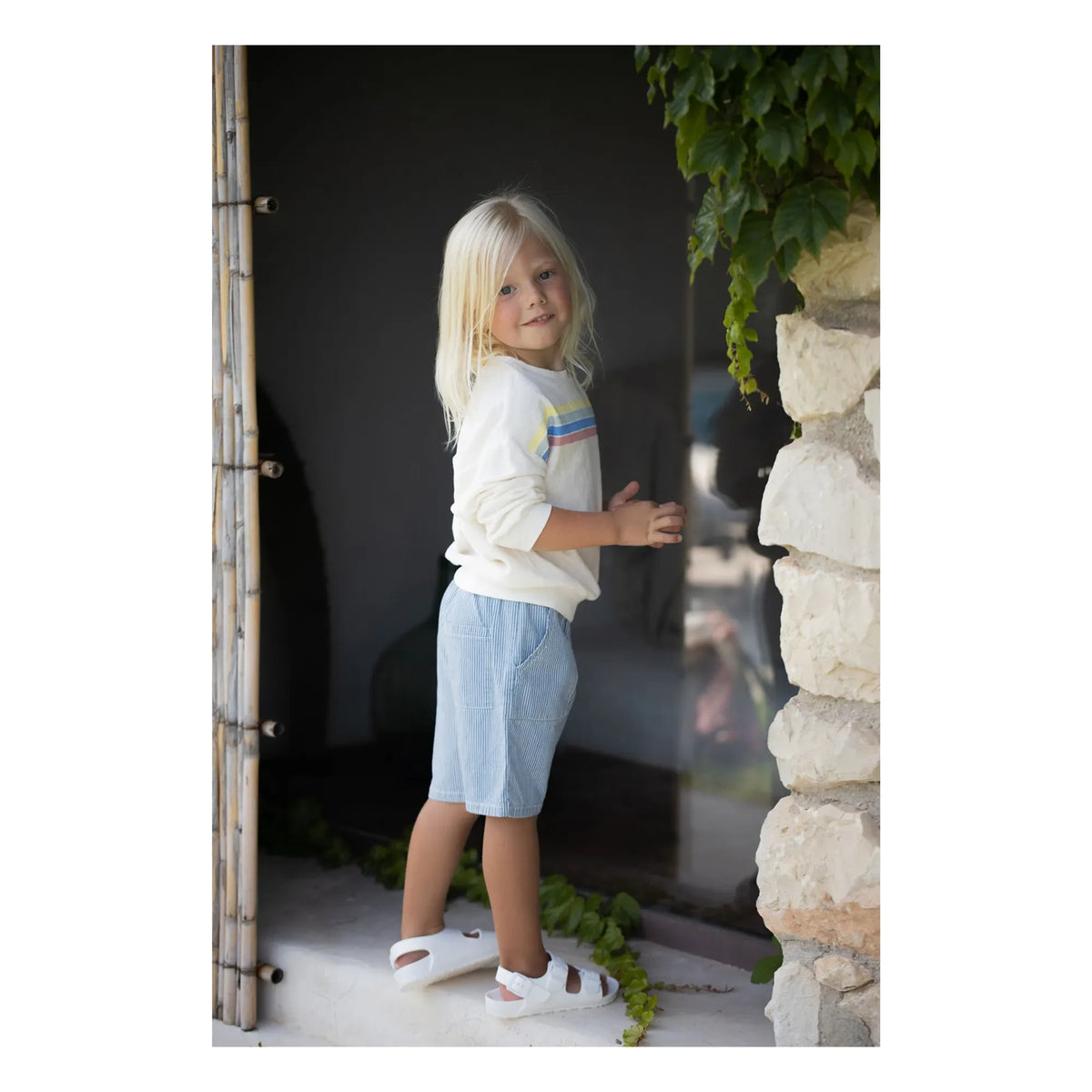 1+ in the family - Santanyi Çizgili Havlu Sweatshirt | Beyaz