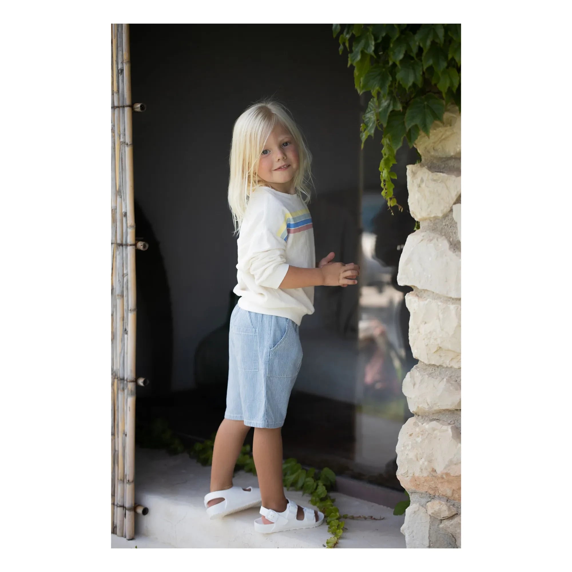 1+ in the family - Santanyi Çizgili Havlu Sweatshirt | Beyaz