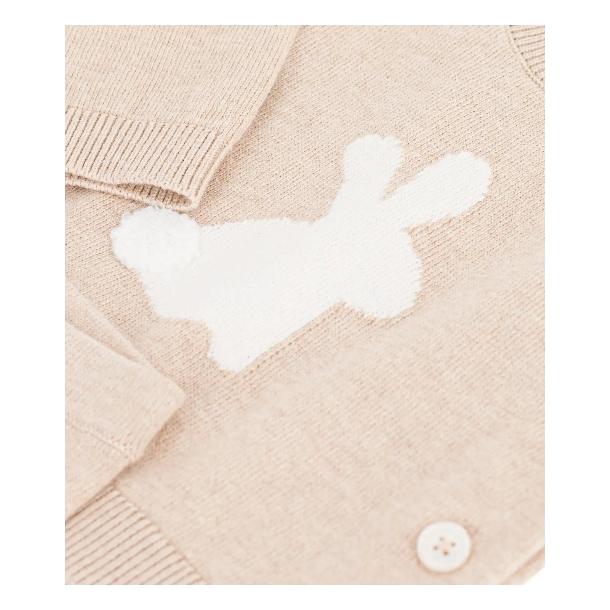 Petit Bateau - Organik pamuklu örgü kazak ve pantolon seti | Bej