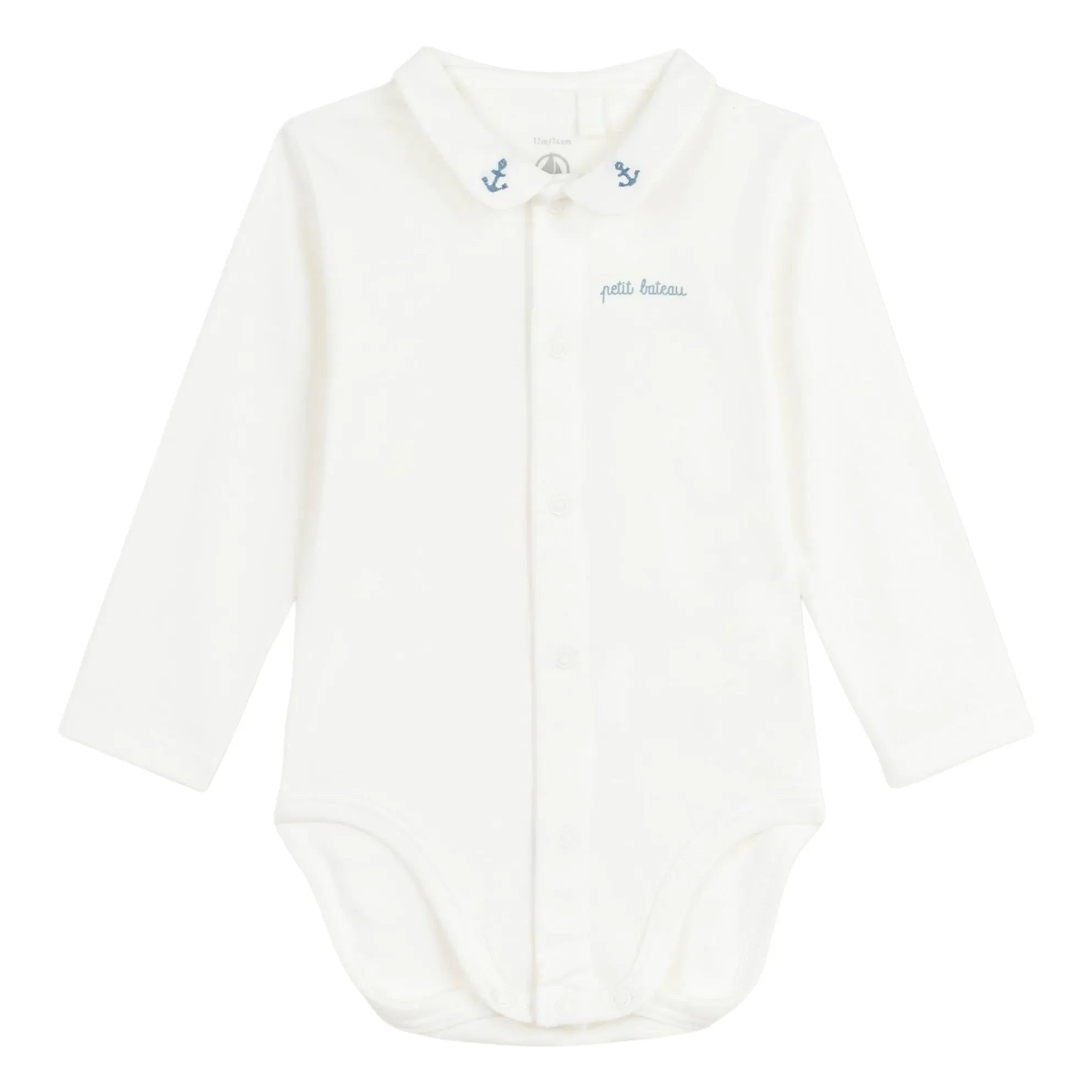 Petit Bateau - Organik Pamuk İşlemeli Yaka Body | Mavi
