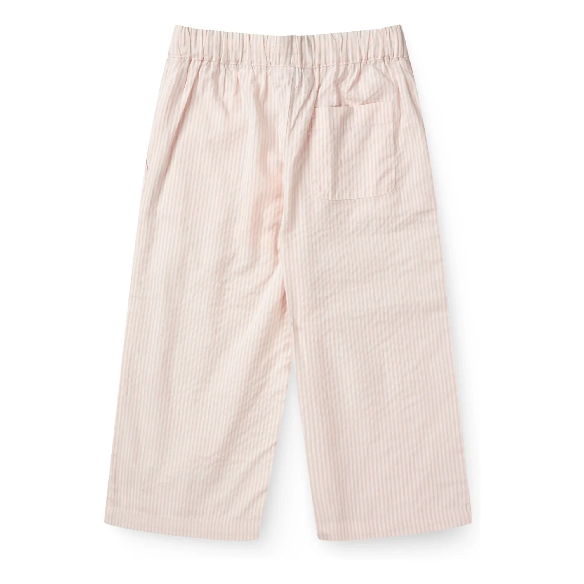 Copenhagen Colors - Organik Pamuklu Seersucker Çizgili Bağcıklı Pantolon | Soluk Pembe