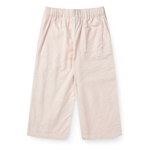 Copenhagen Colors - Organik Pamuklu Seersucker Çizgili Bağcıklı Pantolon | Soluk Pembe