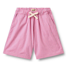 Wheat - Coral Çizgili Organik Pamuk Bermuda Şort | Pembe
