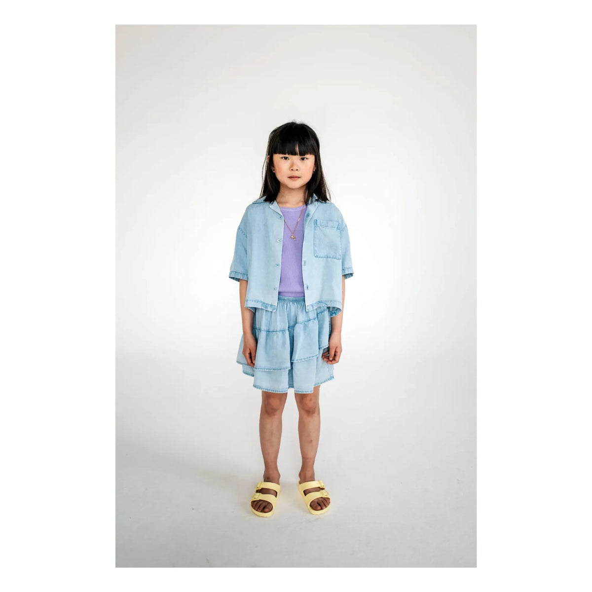 Repose AMS - Crop Tencel Gömlek | Açık Denim
