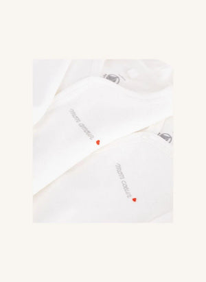 Petit Bateau - طقم بيجامة من قماش المخمل العضوي 2 قطعة | أبيض