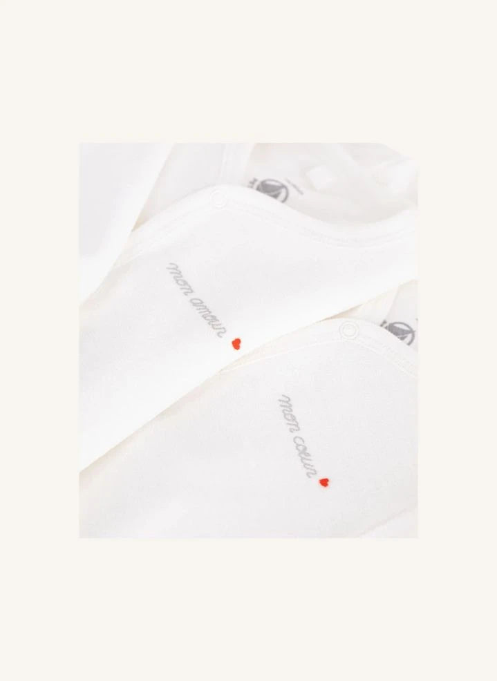 Petit Bateau - طقم بيجامة من قماش المخمل العضوي 2 قطعة | أبيض