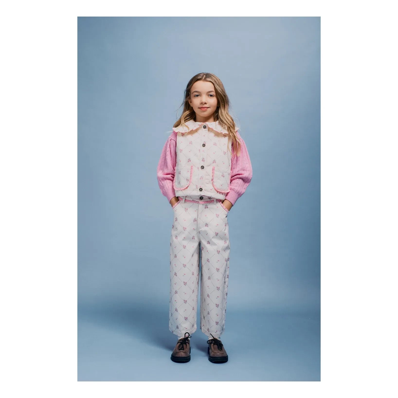 Bebe Organic - Heidi Çiçek Desenli Pantolon | Ecru